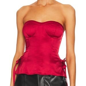 LA Posie Pleated Corset in Red I REVOLVE - Size XS